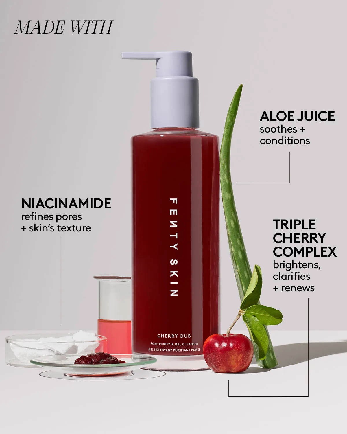 Cherry Dub Pore Purify'r Gel Cleanser with Niacinamide   Aloe Juice