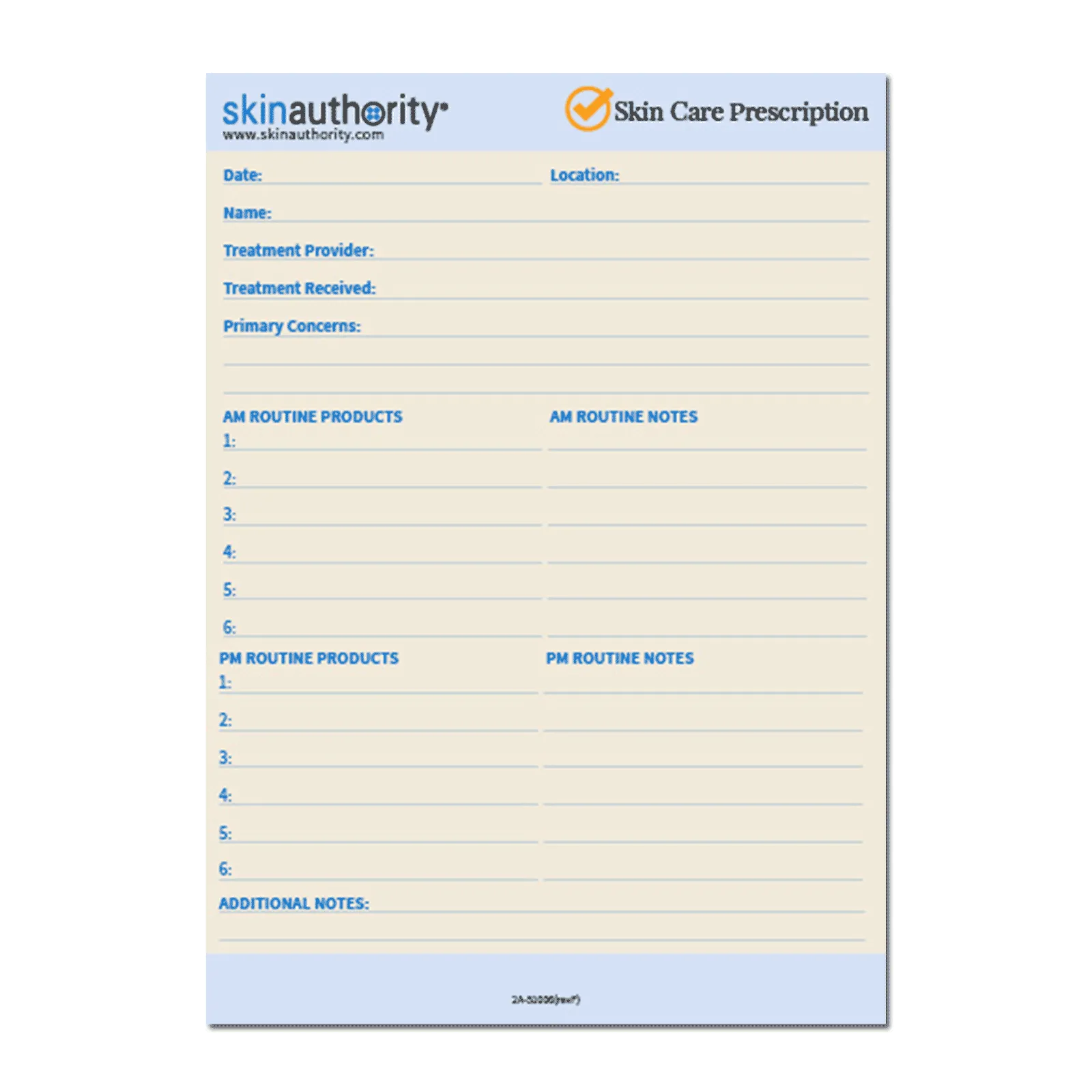 Skin Authority Skin Care Prescription Pad