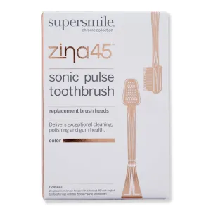 Supersmile Zina45 Sonic Pulse Toothbrush Chrome Rose Gold Replacement Heads